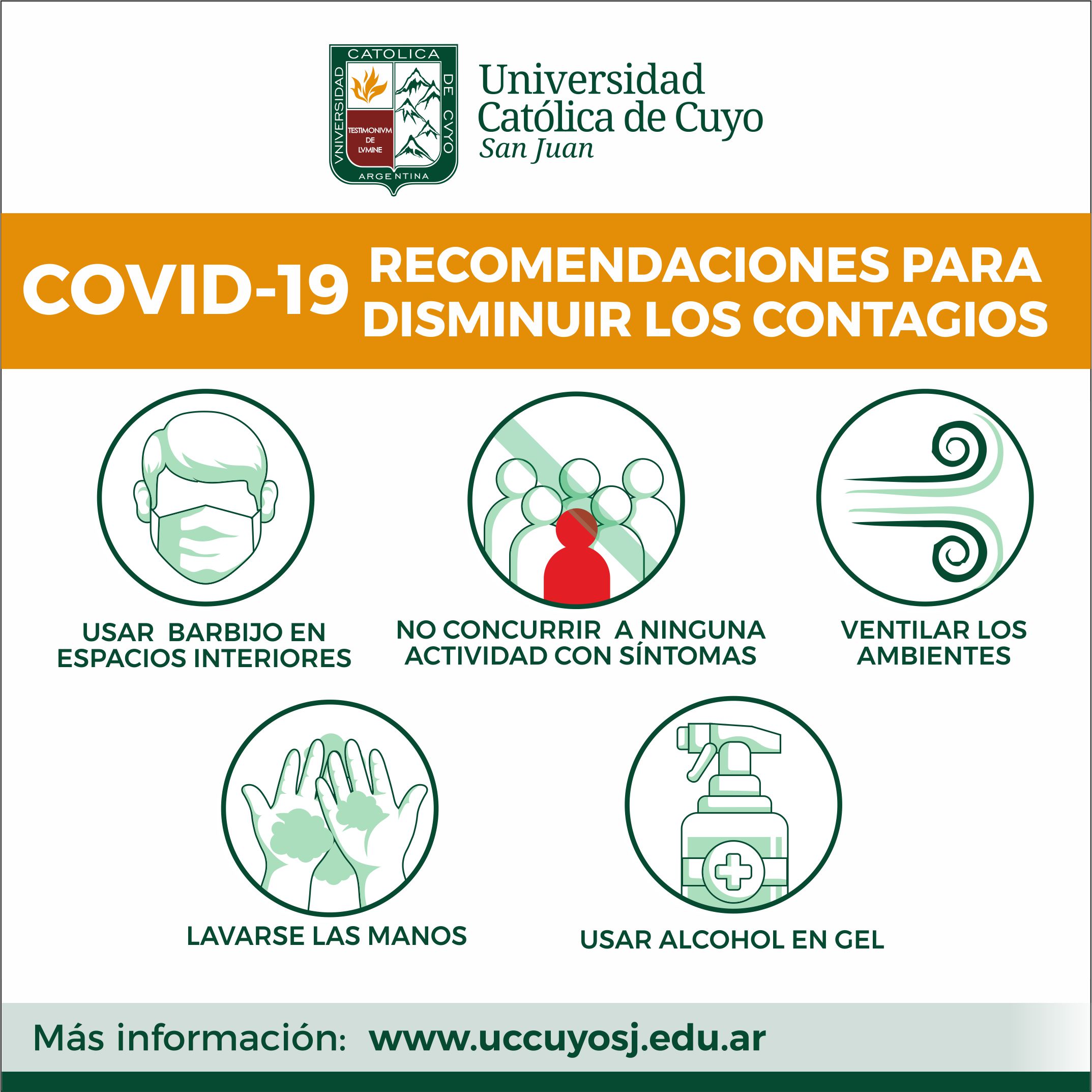 COVID-19 RECOMENDACIONES PARA DISMINUIR LOS CONTAGIOS
